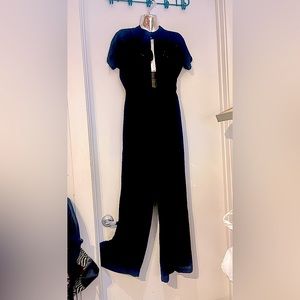 Navy blue short sleeve cocktail jumpsuit